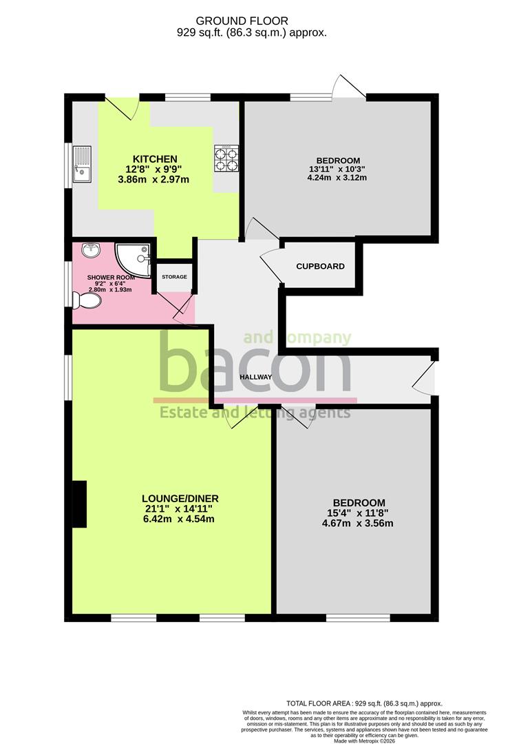 Floor Plan | Apartment | Princess Avenue, Tarring, Worthing, West Sussex, BN13 1AR | For Sale